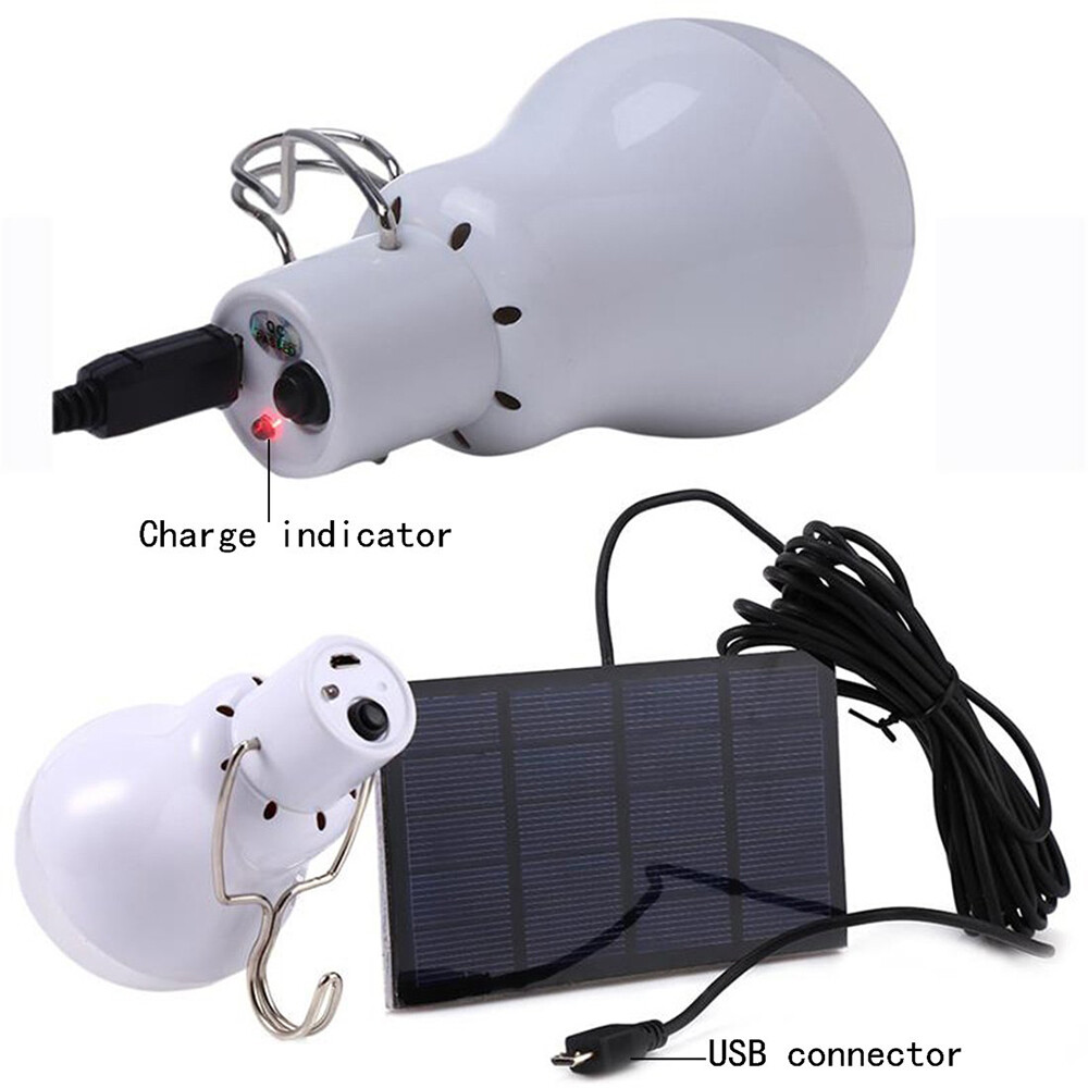 Portable Solar Panel Powered LED Lights Bulb Light Tent Lamp Camping Out/Indoor