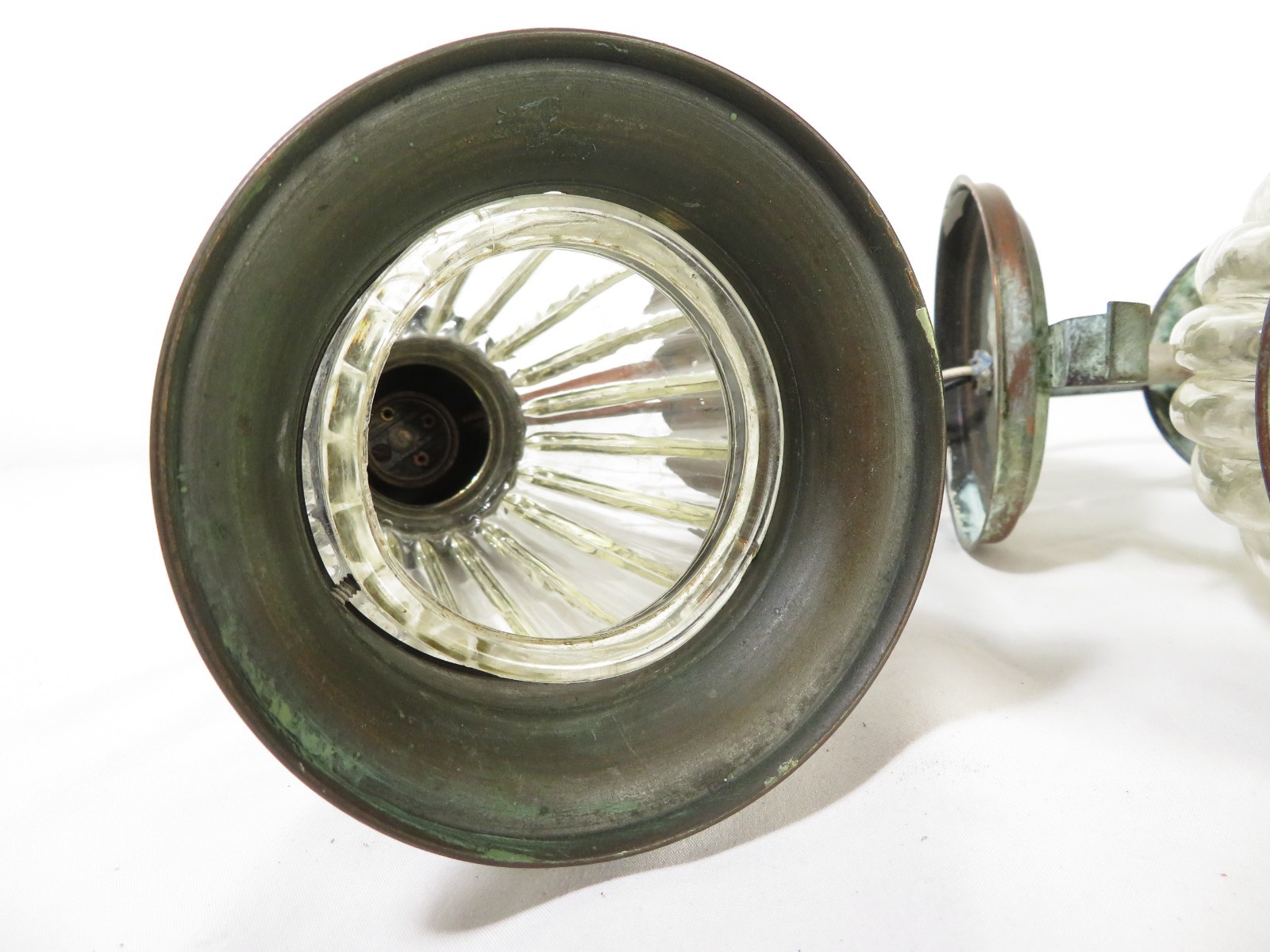 ANTIQUE Arts & Crafts COPPER TUDOR PORCH WALL SCONCE LAMP LIGHT PAIR Lantern