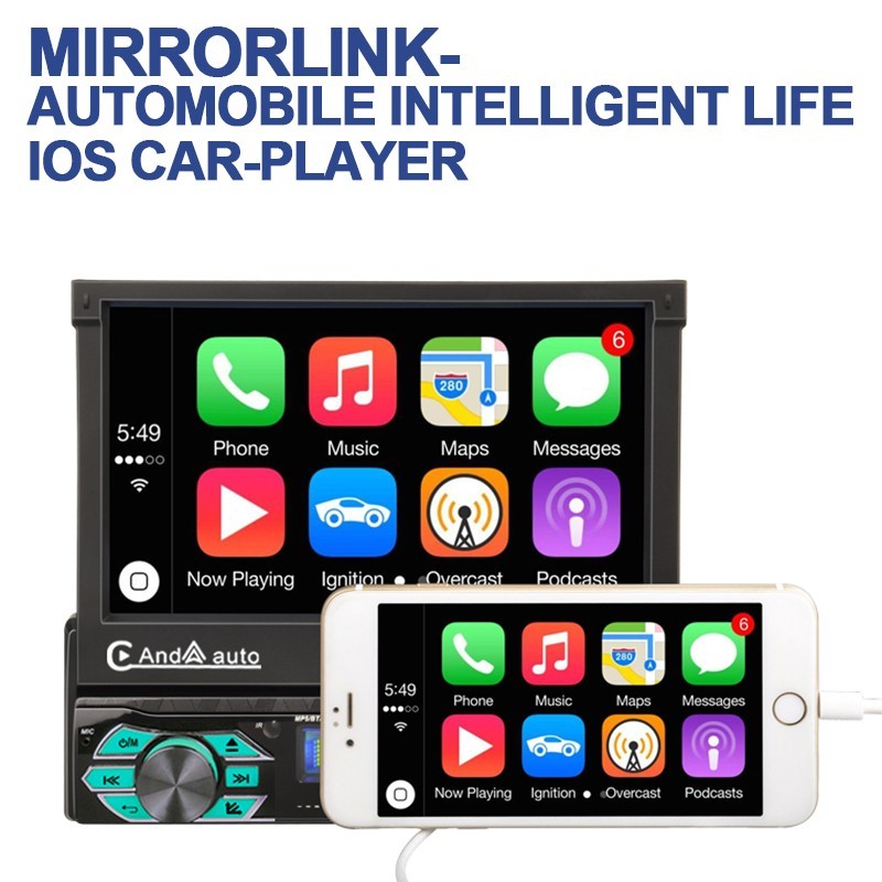 7" Car Electric Telescopic Screen 9601C-CARPLAY MP5 Single Spindle Player