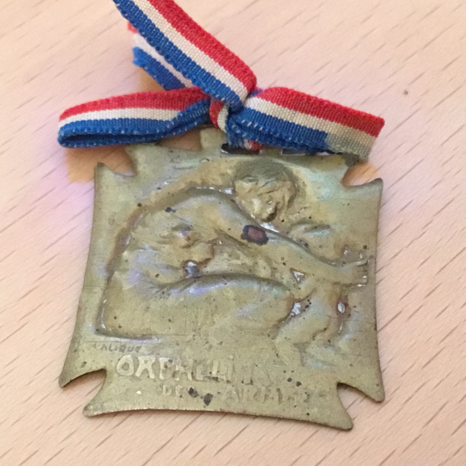 NICE ANTIQUE RENE LALIQUE WWI (1913-1916) CHARITY MEDAL "ORPHANS OF THE NAVY"