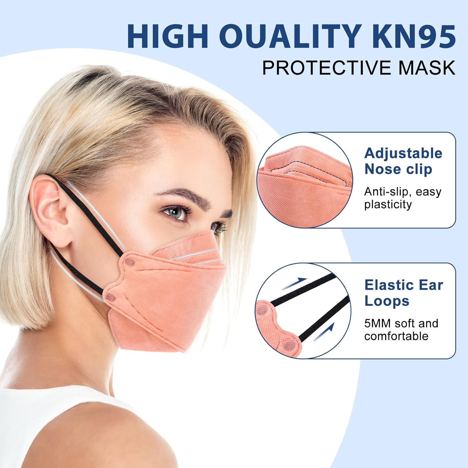 KN95 Face Masks Disposable Adults - 50 Pack 5 Layer Protection Dust Breathable C
