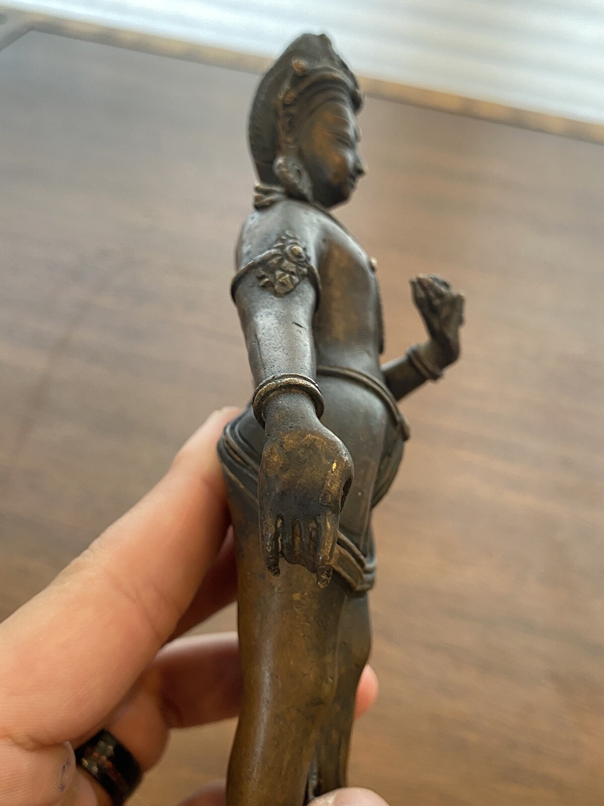 ANTIQUE Buddhist Deity Avalokiteshvara Bodhisattva Cast Bronze Sculpture 8.5"H