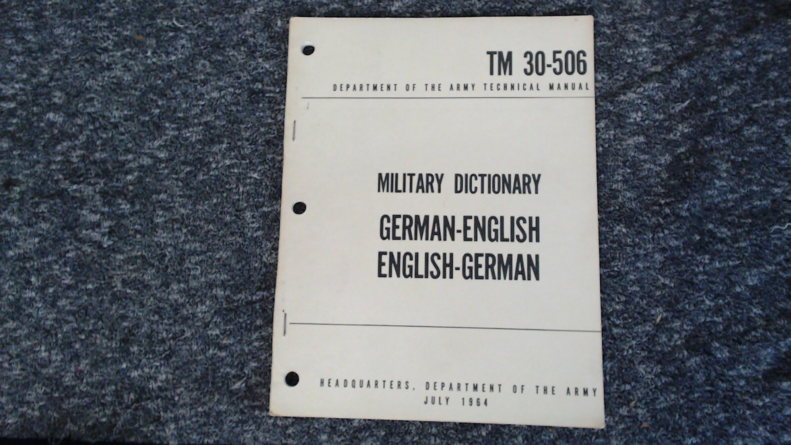 Army TM 30-506 English To German Military Dictionary 1964