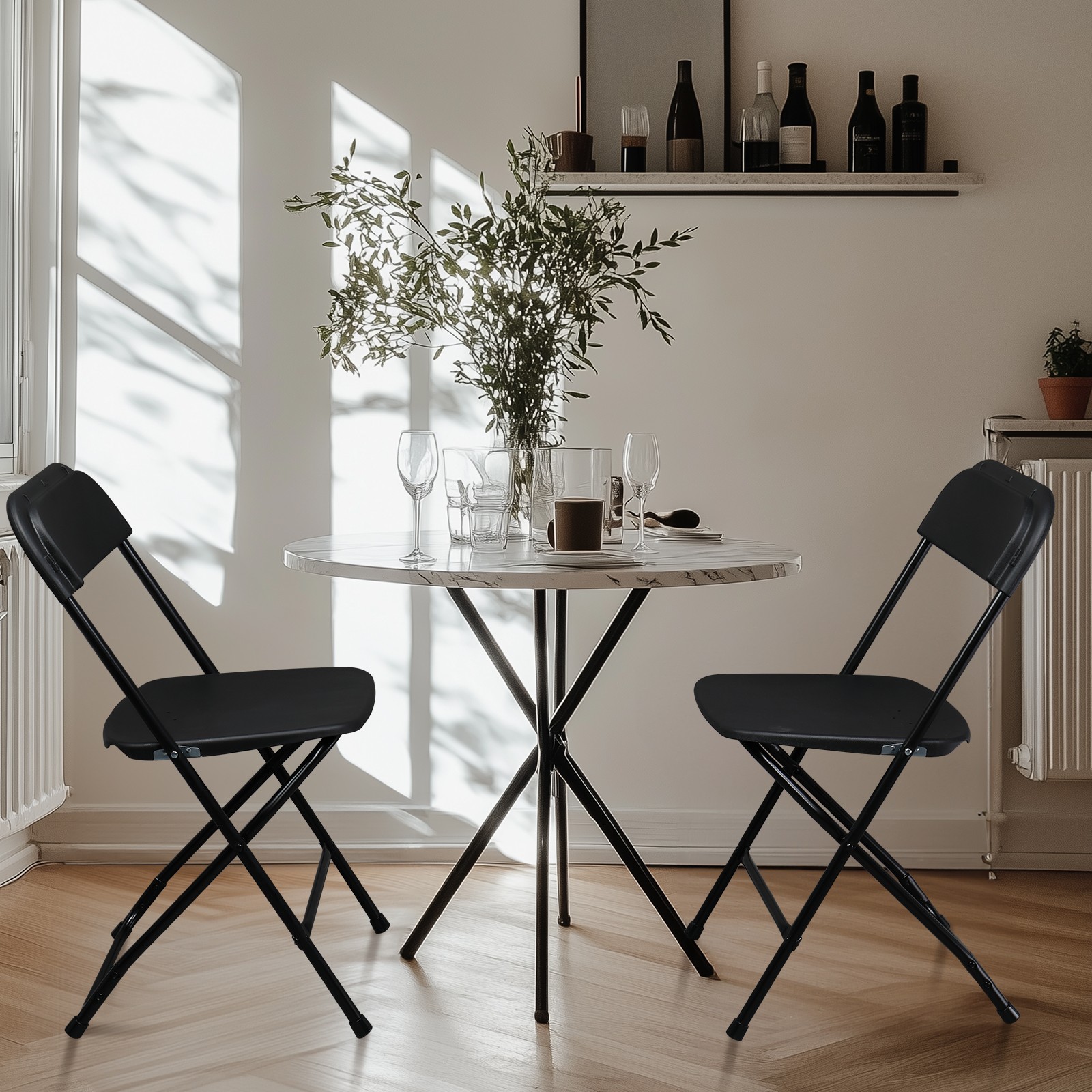 6 PCS Plastic Commercial Wedding Quality Stackable Folding Chairs Party Black