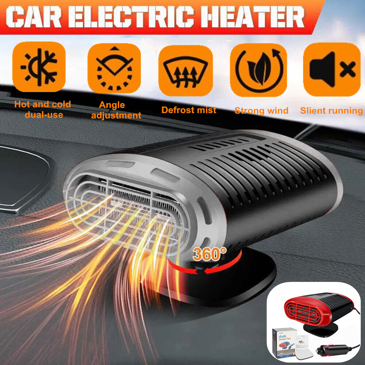 1000W Heater Portable Heating Cooling Fan Defroster Demister for Car Truck 12V