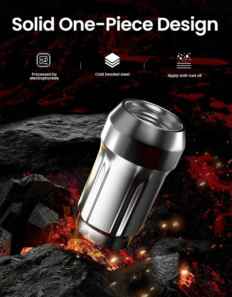 GAsupply 12x1.5 Lug Nuts Spline, Closed End Chrome Acorn Tuner Lug Nuts 1.38" 35