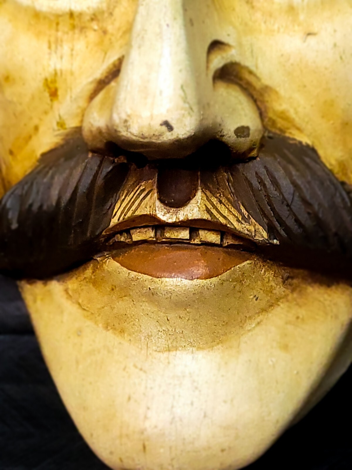 Antique Guatemalan Parade Dance Mask Wood Painted Glass Eyes Intact 19c