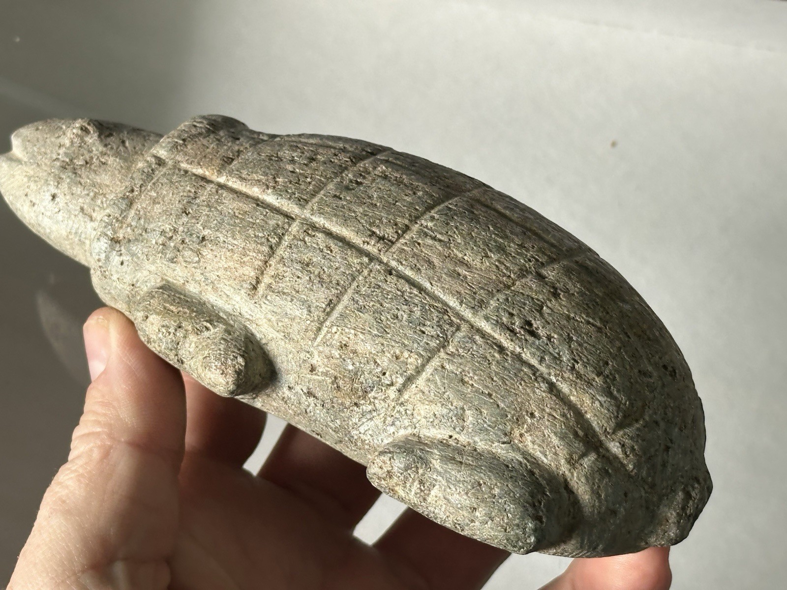 RARE CARVED STONE TURTLE EFFIGY FROM THE COLUMBIA RIVER, OREGON, MOTLEY COA