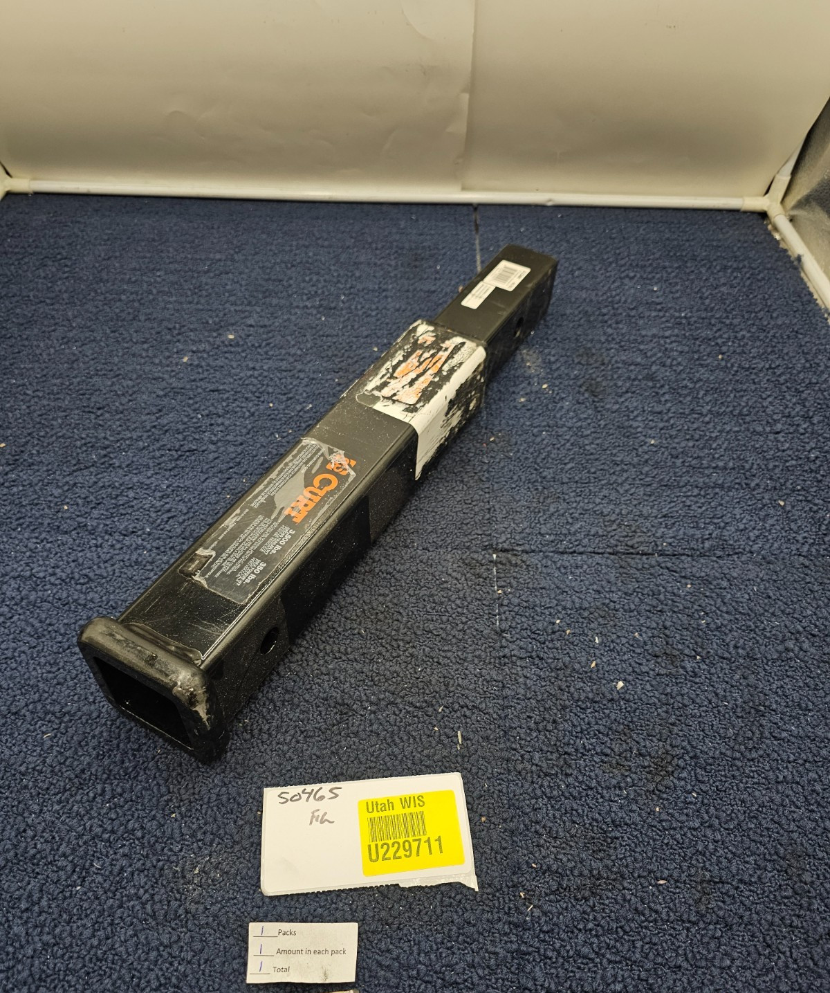 Curt 45795 14" Receiver Tube Extender 2" Shank 3,500 lbs Gloss Black Powder Coat