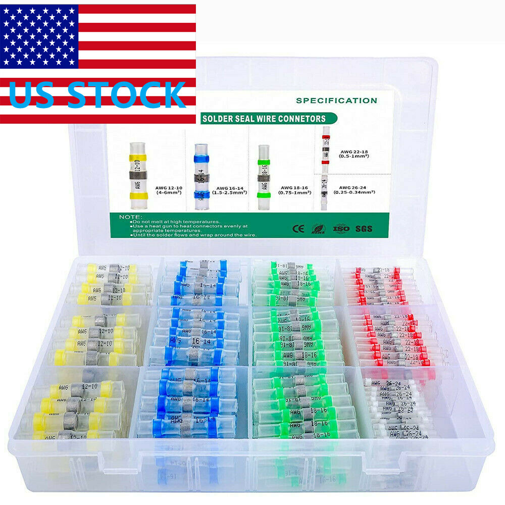 500/50x Waterproof Heat Shrink Solder Seal Sleeve Butt Terminals Wire Connectors