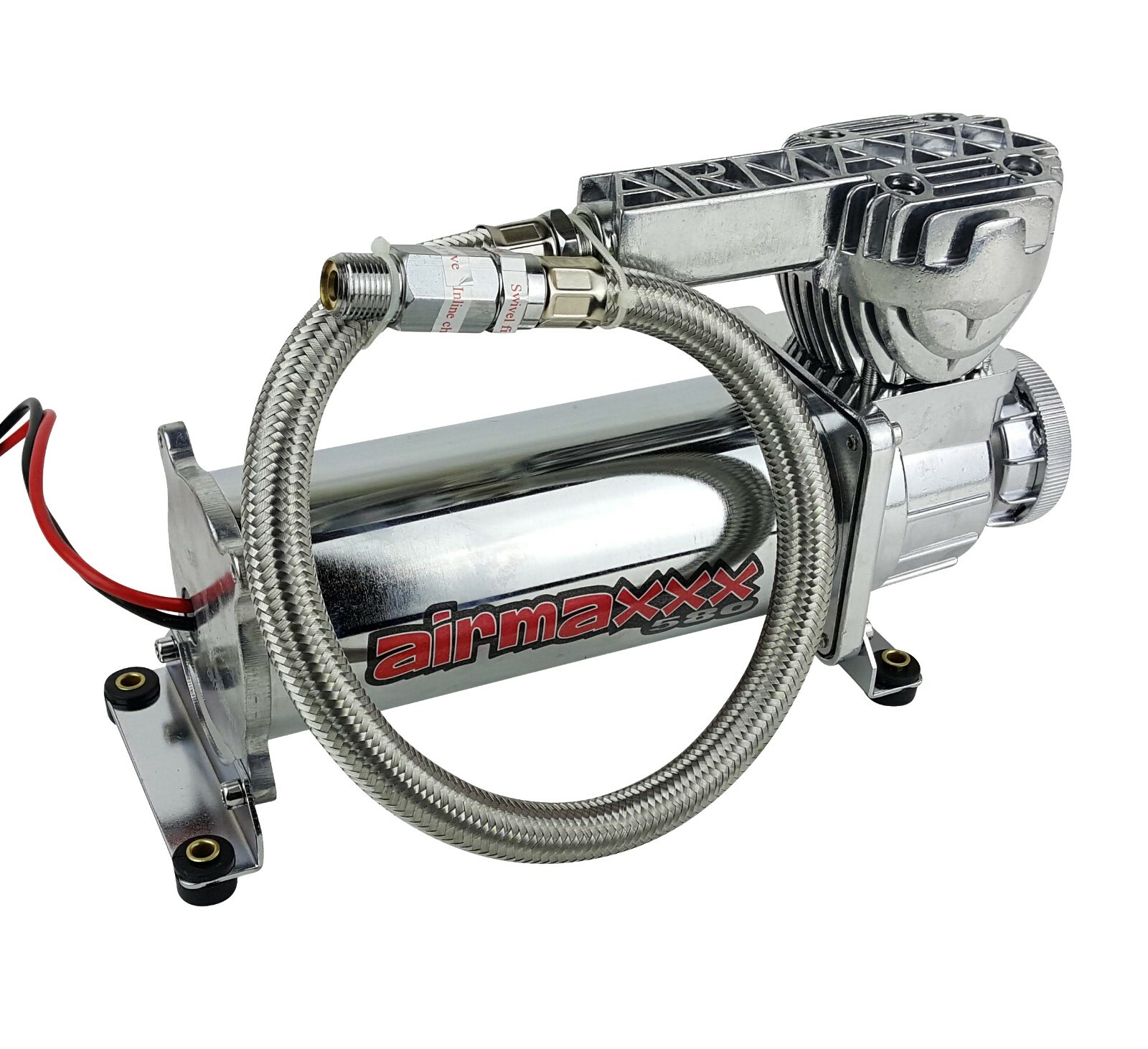 airmaxxx Dual 580 Chrome Compressors with 150/180 Switch & Filter Relocate Kit