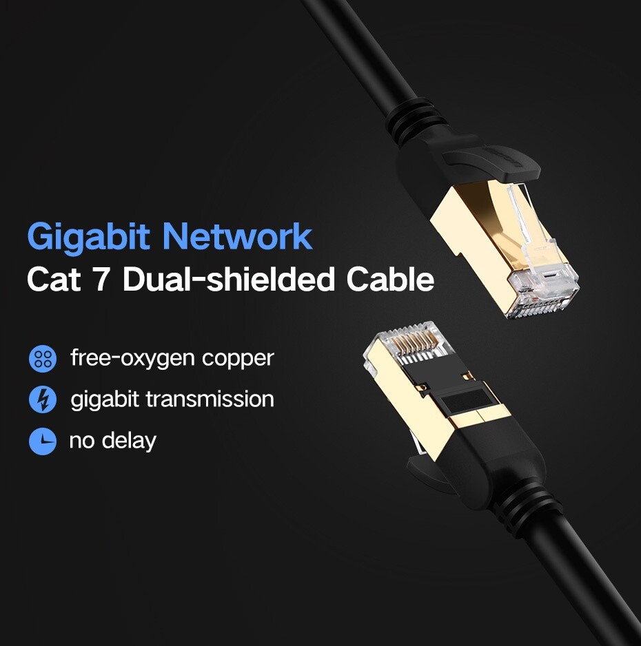 CAT7 Network Cable Copper Gold Plated SFTP Shielded Ethernet RJ45 Patch Cord lot