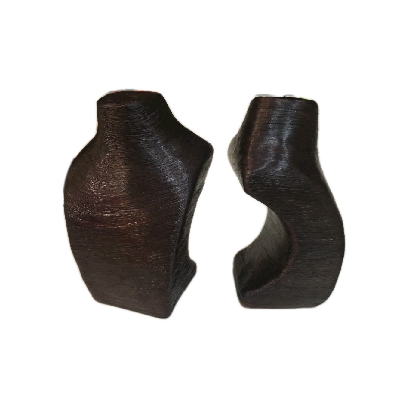 Set Of 2 Brown Twine Necklace Display Stand Countertop Display 8" Tall