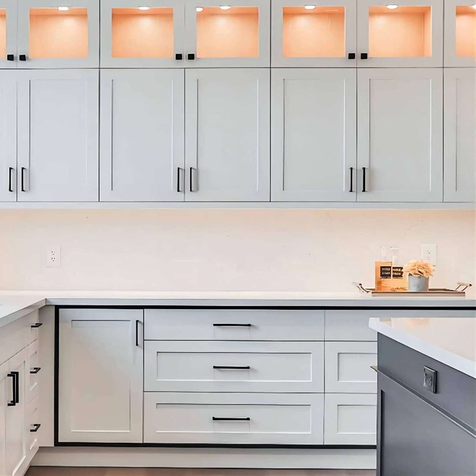 Matte Black Square Modern Cabinet Handles Pulls Kitchen Drawer Stainless Steel