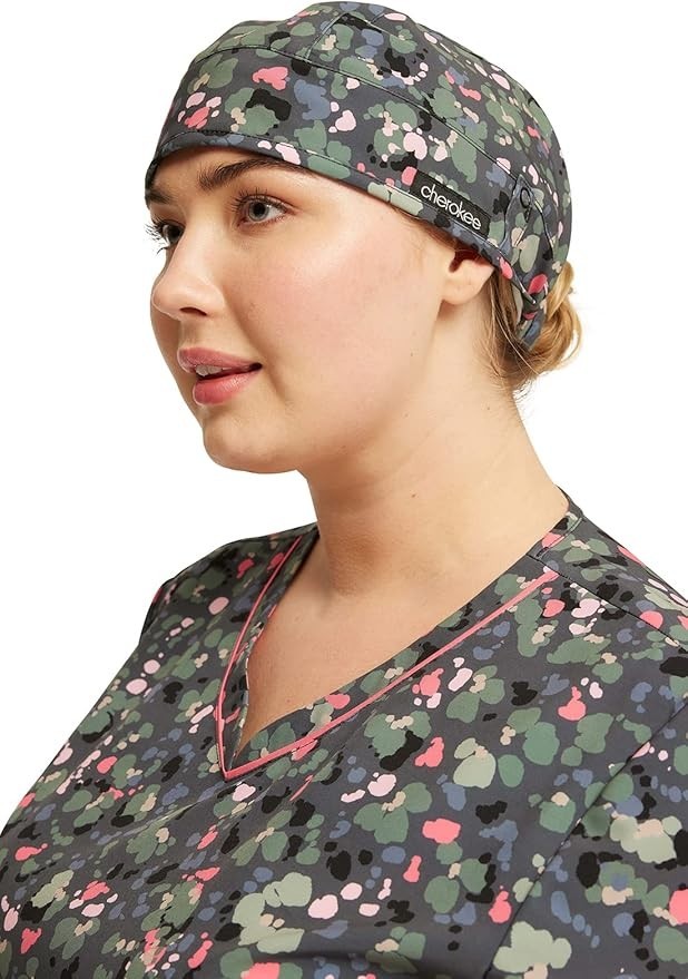 Cherokee Men & Women Print Scrubs Hat CK513, One Size, What The Speck?