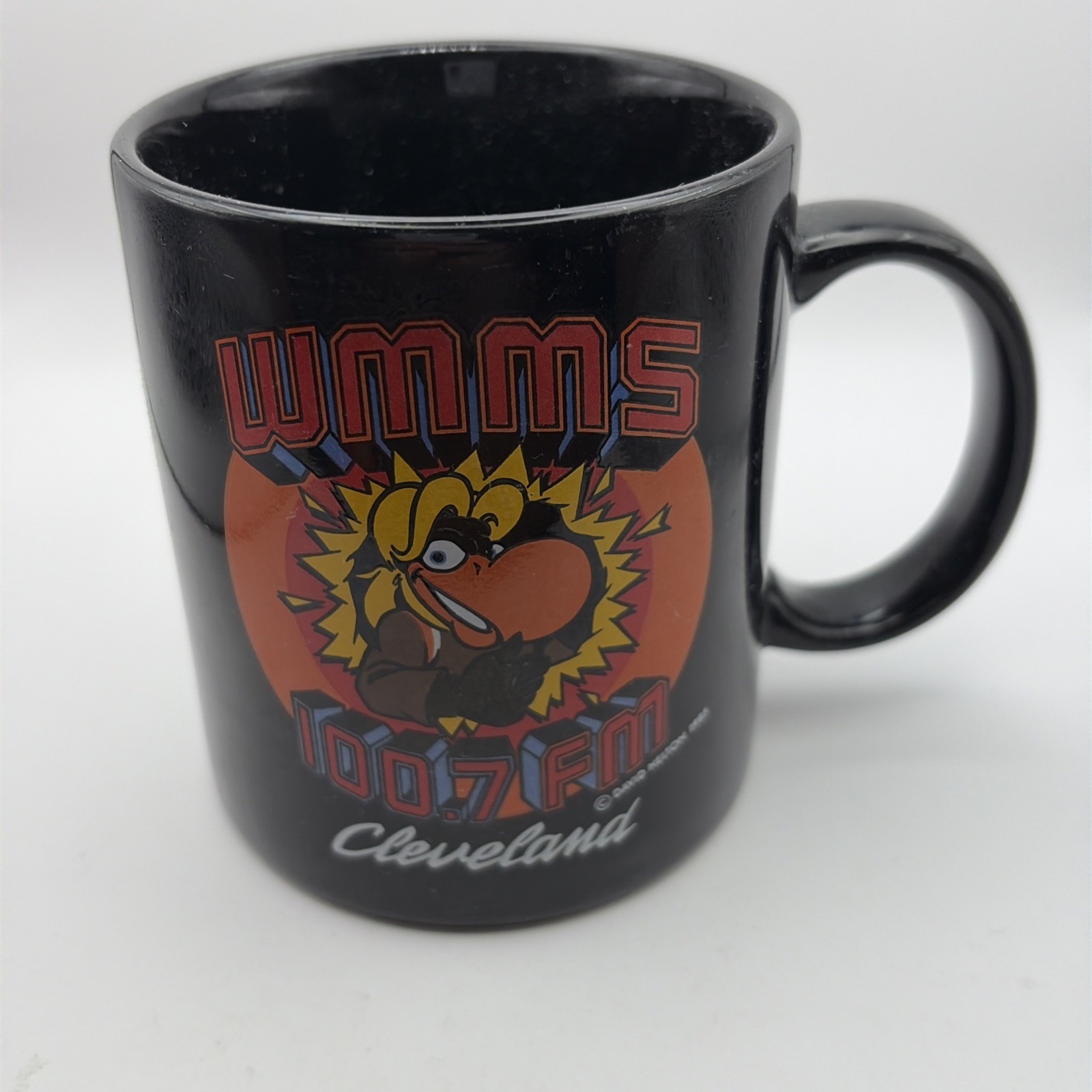 WMMS 100.7 FM Cleveland 1985 David Helton Black THE BUZZARD Coffee Mug Cup RARE