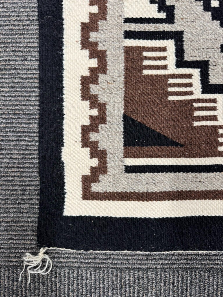 Navajo Rug, Two Gray Hills ca 1990 33.5" x 23" Very fine weave.