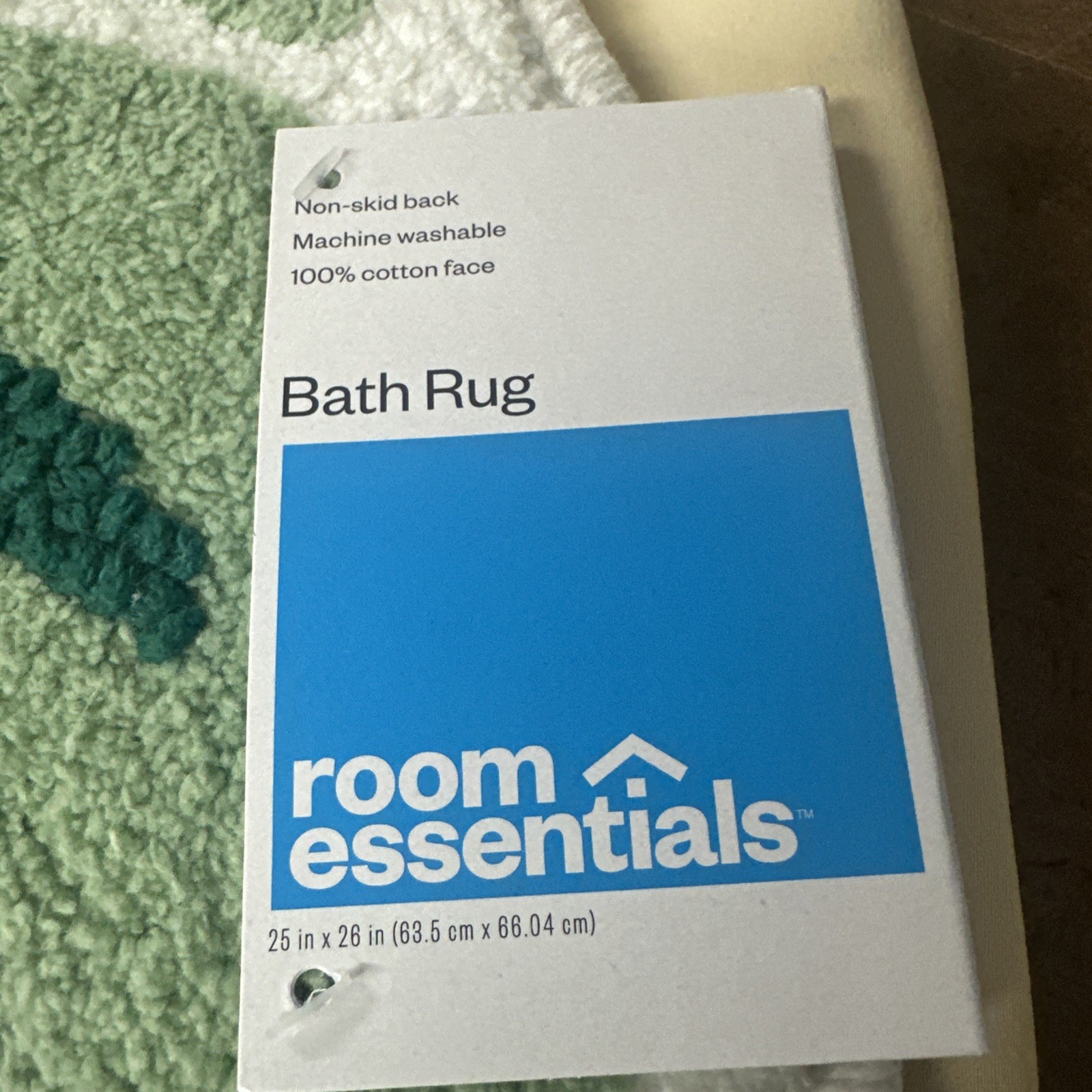 Room Essentials Bath Rug Leaf Green Cotton Non-Skid Monstera 26x34 New *Z