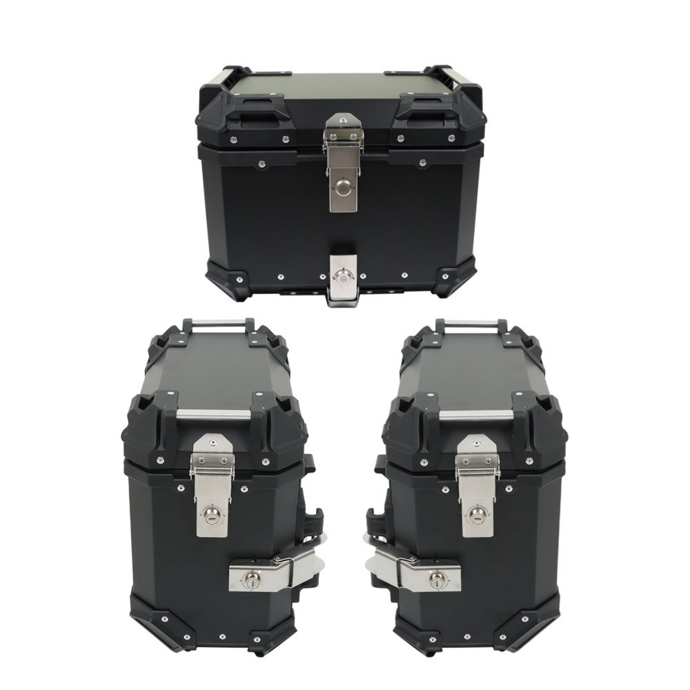 Motorcycle 36L Side Case Hard Saddlebag + 55L Top Case Tail Box Luggage New