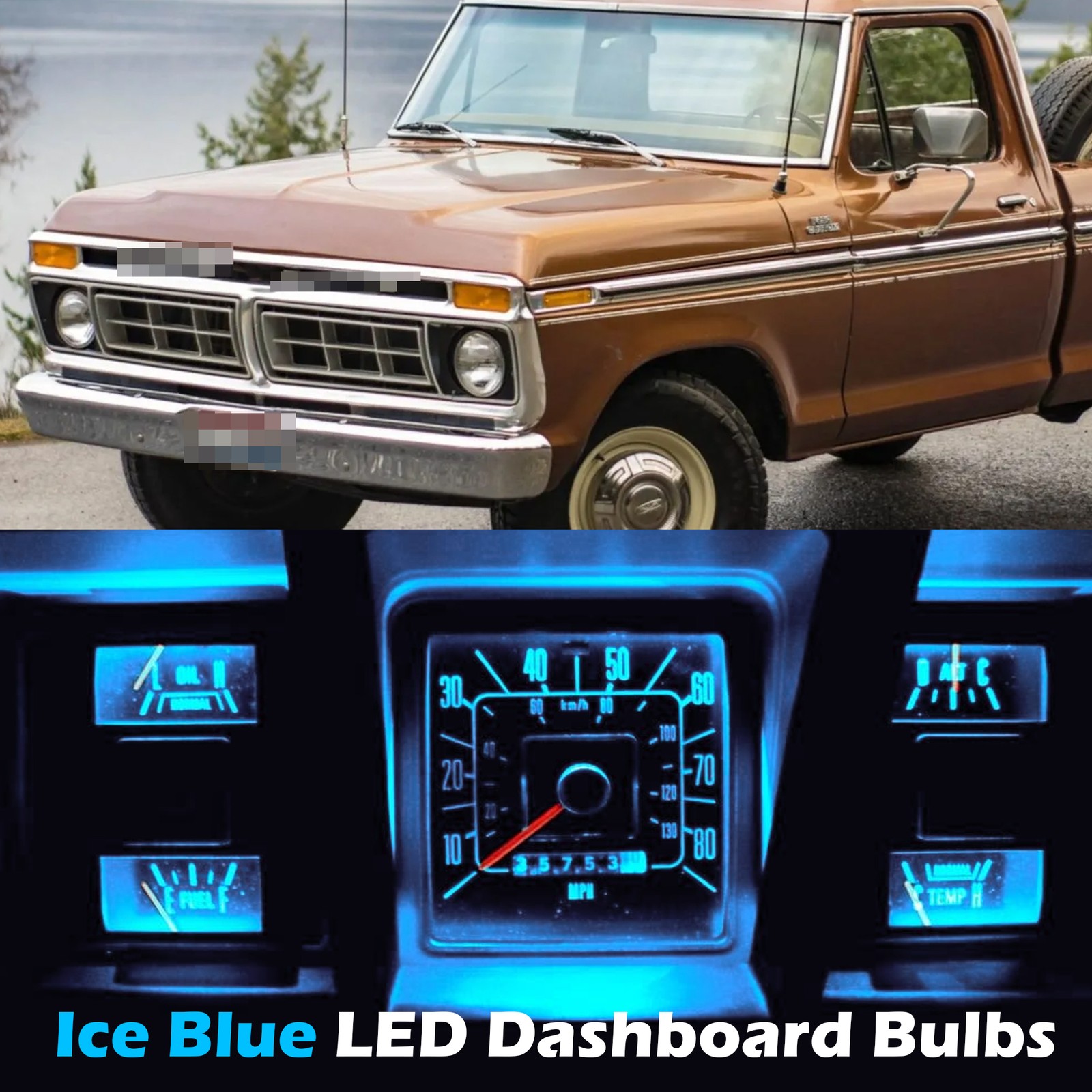 Ice Blue Gauge Cluster LED Dashboard Bulbs For Ford F100-F350 Truck 1973-1979