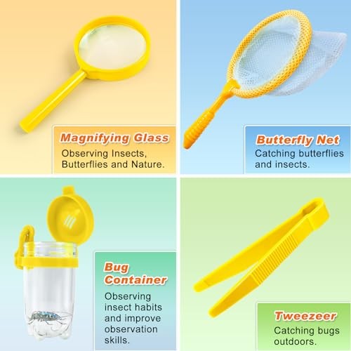 Kids Explorer Kit & Bug Catcher Kit, Kids Camping Gear for Kids, Outdoor Yellow