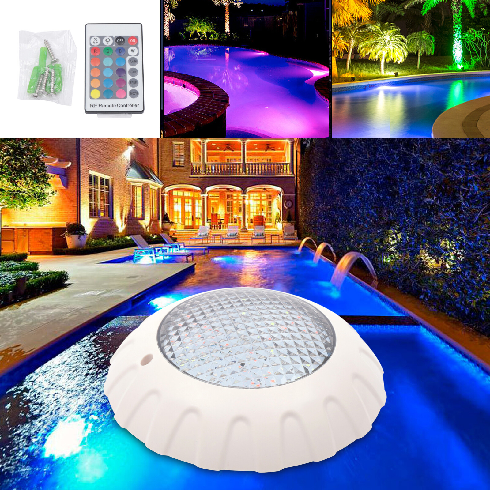 12V 38W Waterproof RGB Swimming LED Pool Lights underwater light IP68 Lamp Spa