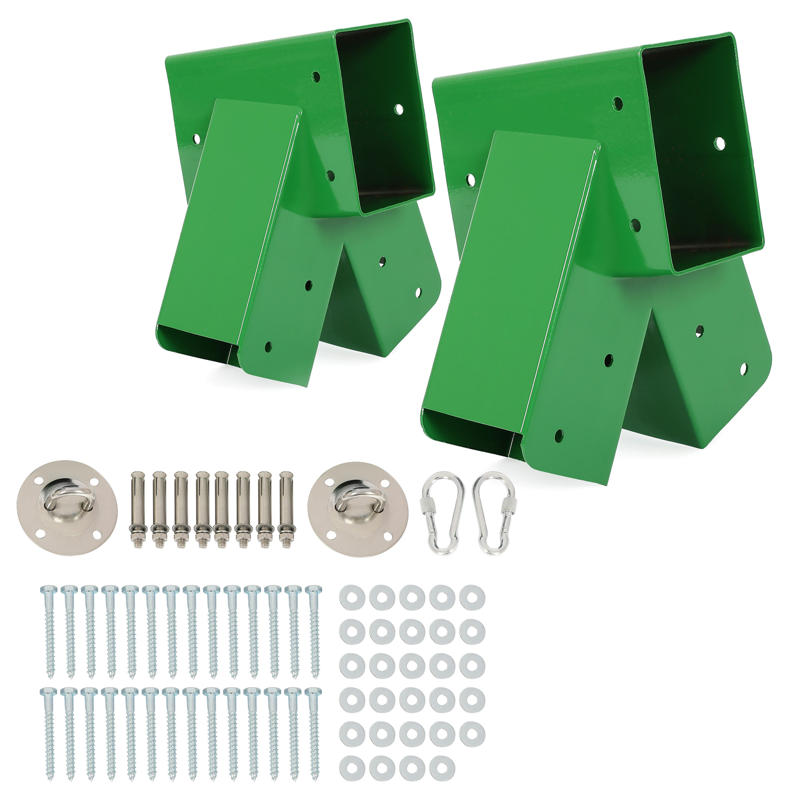 (Set of 2) Brackets 1-2-3 A-Frame Swing Green Powder-Coated Heavy Duty Steel