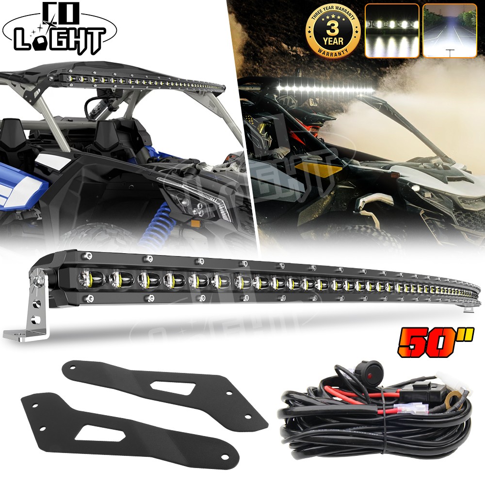 Roof For Can-Am Maverick X3 6D Curved 50" LED Light Bar Mount Kit +Bracket +wire