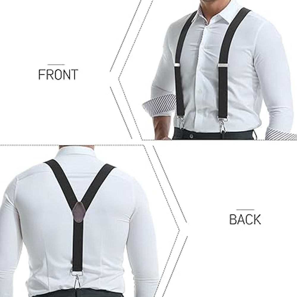 2 Pcs Adjustable Y-Back Duty Work Heavy Elastic Suspenders for Men