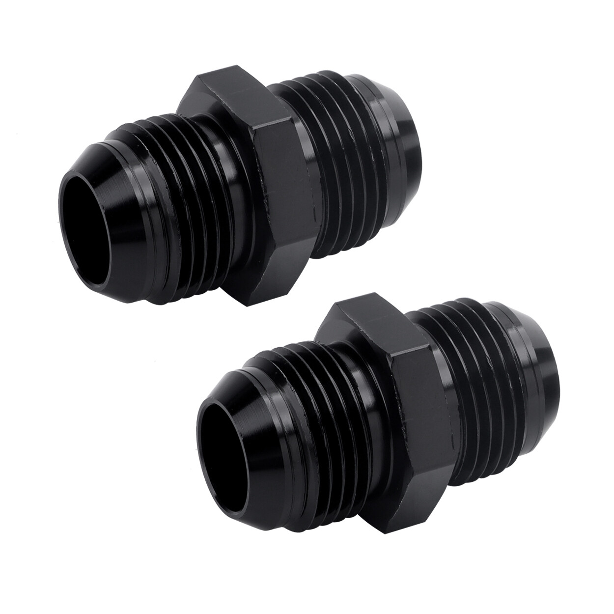 Male to Male Flare Union Coupler Fitting Coupling Aluminum Straight Black 2PCS