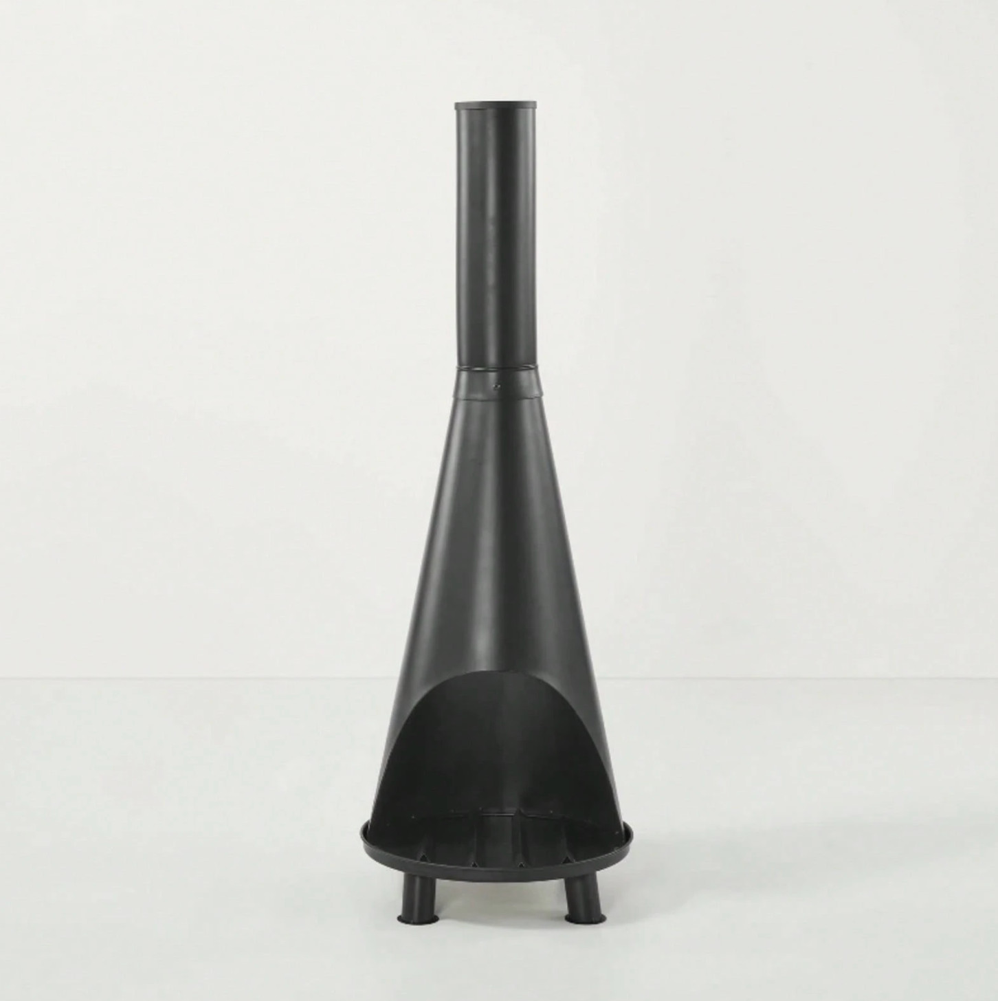 New Hearth & Hand Magnolia Wood Burning Outdoor Metal Fire Pit Chimenea, Black