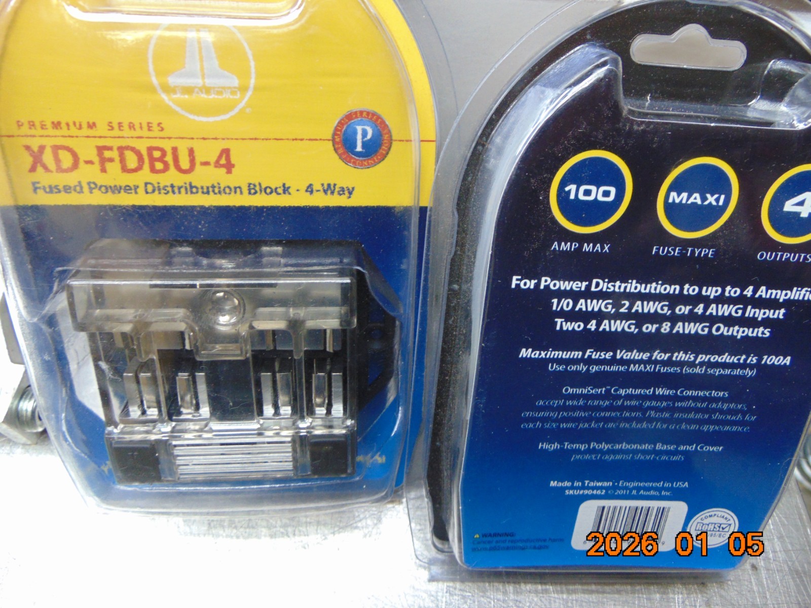 1 JL AUDIO XD-FDBU-4 MAXI Fused Power Distribution Block 4-Way 1/0,4,8 Gauge New