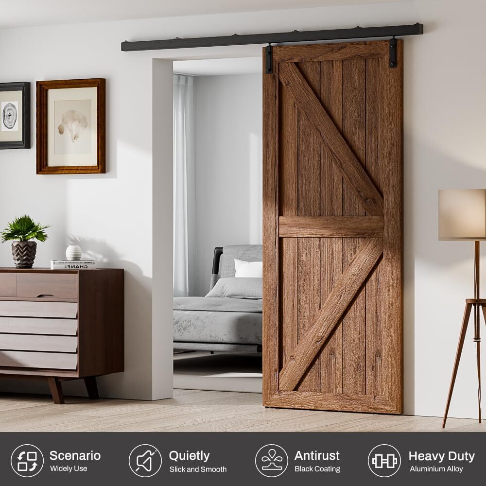 6FT-12FT Box Rail Hardware Heavy Duty Sliding Barn Door Track Wall Mount Kit