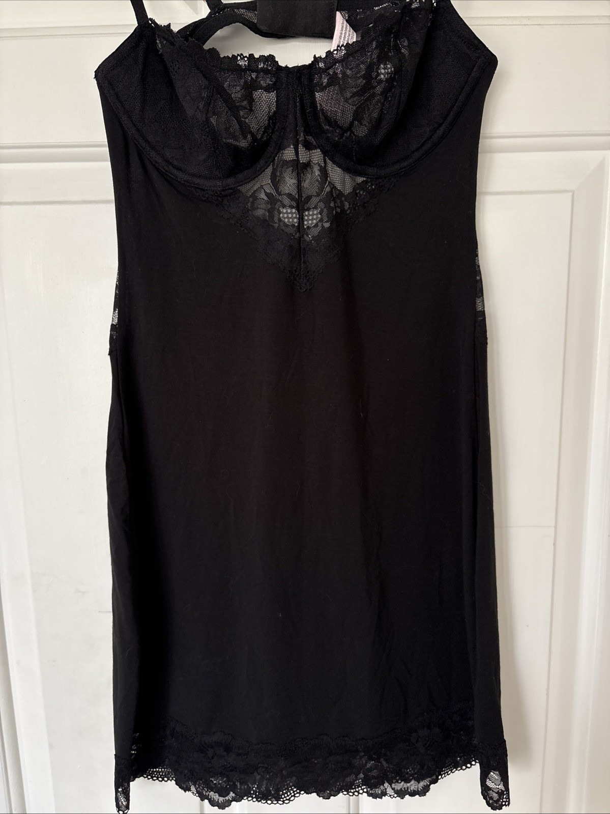 Victoria's Secret Slip Shapewear Lingerie Dress Black Lace Trim Modal Small S