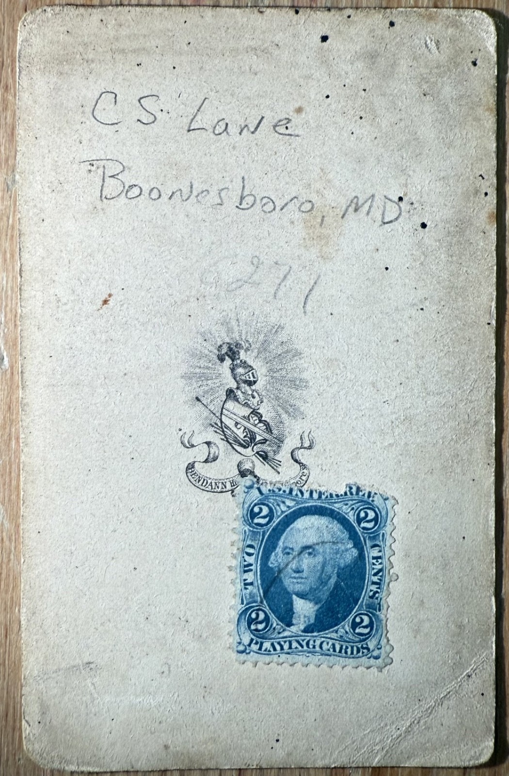 CDV Civil War soldier ink signed, ID'd, by Bendann, Boonsboro, Md. w/ tax stamp