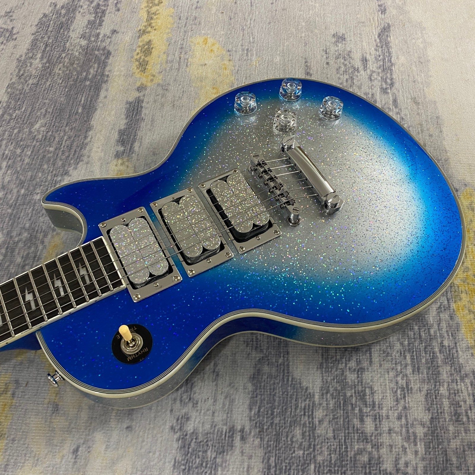 Custom LP Electric Guitar Blue Silver Ace Frehley Rosewood Fretboard 3H pickups