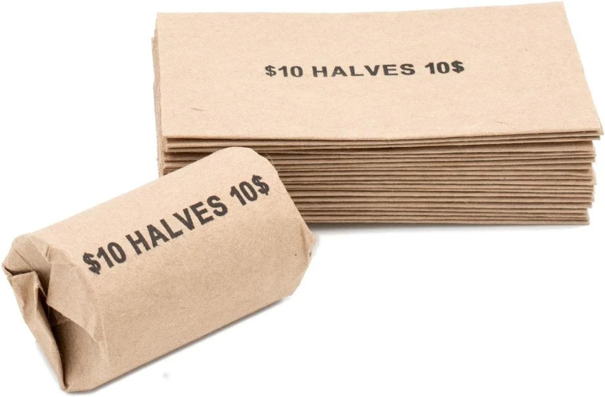 100 HALF DOLLAR  FLAT COIN WRAPPERS THAT HOLD 20 HALF DOLLARS EACH, free ship.