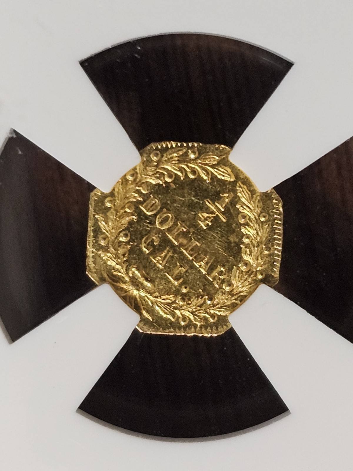 1872 Octagonal Indian California Fractional Gold Coin G25C BG-791 NGC MS64 1/4