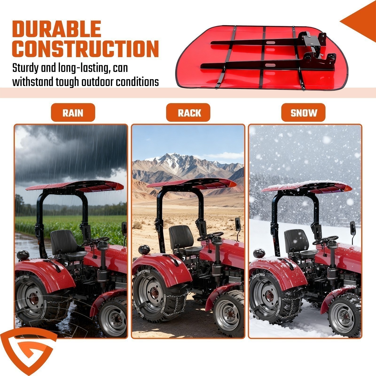 Sun Shield Tuff Top Tractor Canopy 2" x 2" For 2" x 2" or 2" x3" Red NEW Sun