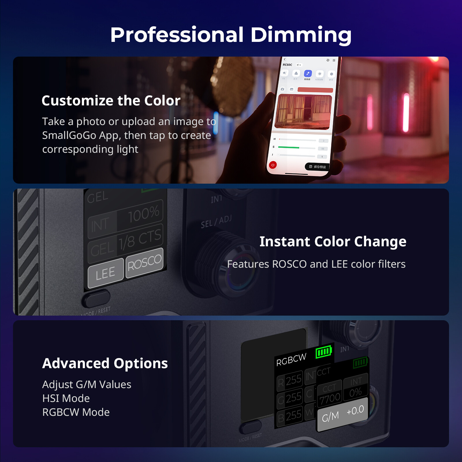 SmallRig RC 60C RGB LED Video Light Built-in Battery 2500K-10000K 4808