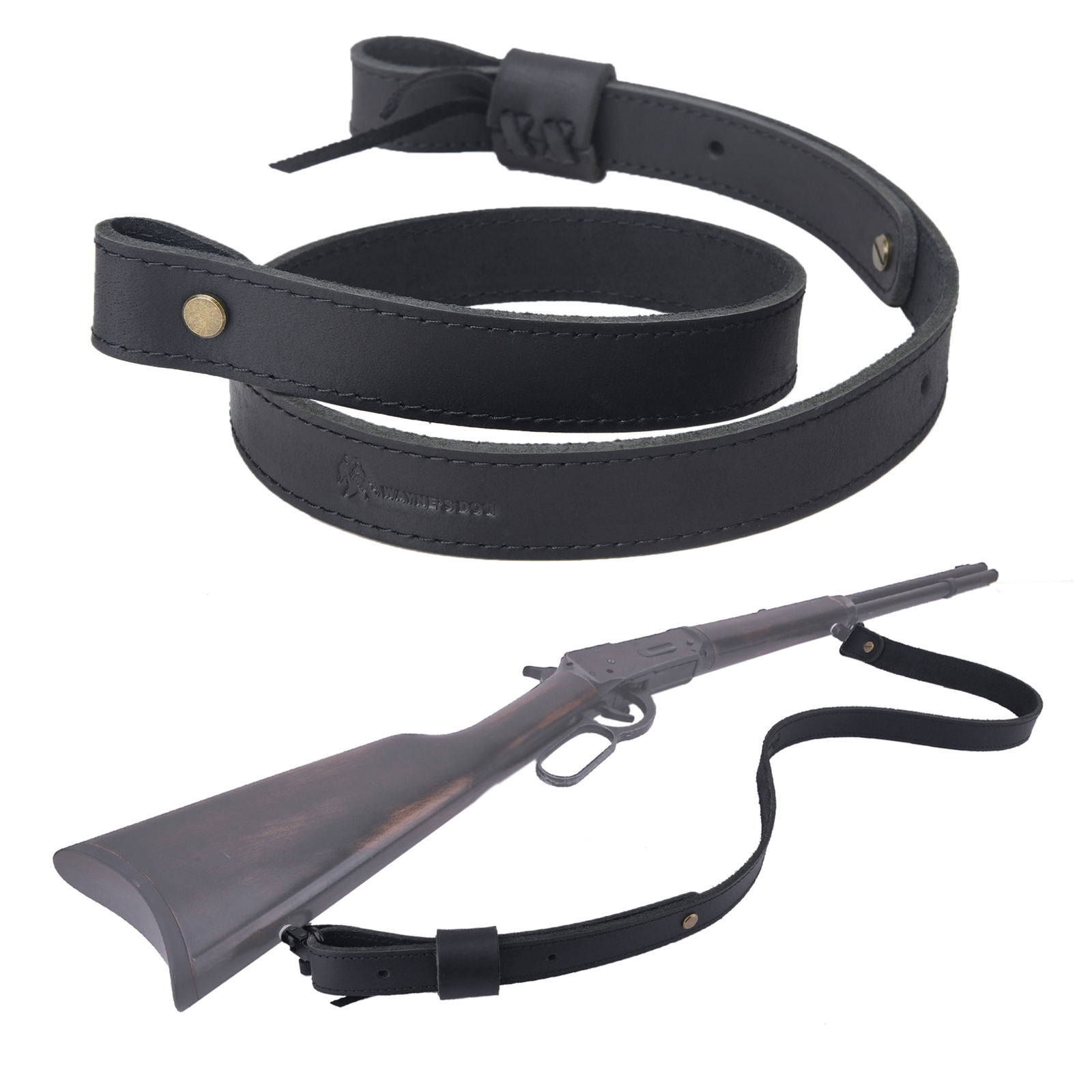 Buffalo Handmade Leather Rifle Sling Shotgun Strap / Metal Swivels Set Hunting