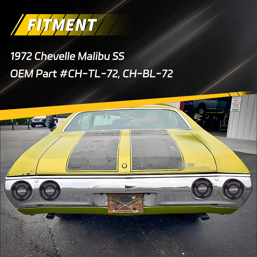 4X Smoke Tail Light Lens & Backup Lamp Lenses For 1972 Chevry Chevelle Malibu SS