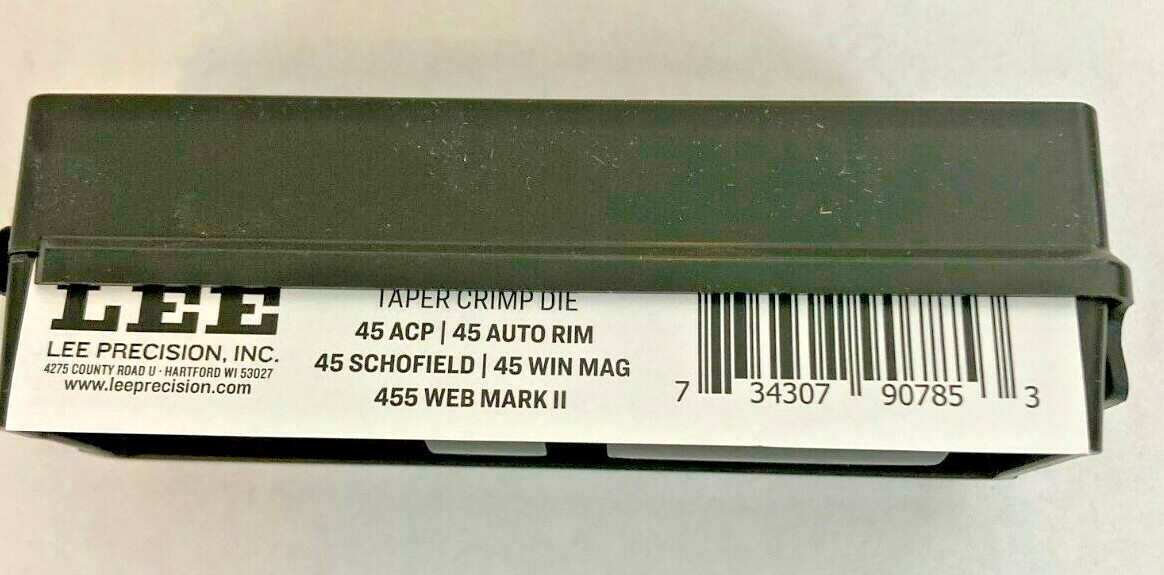 Lee 90785 45 ACP/45 AUTO RIM/45 SCHOFIELD/455 WEB MARK 2/45 WIN Taper Crimp Die