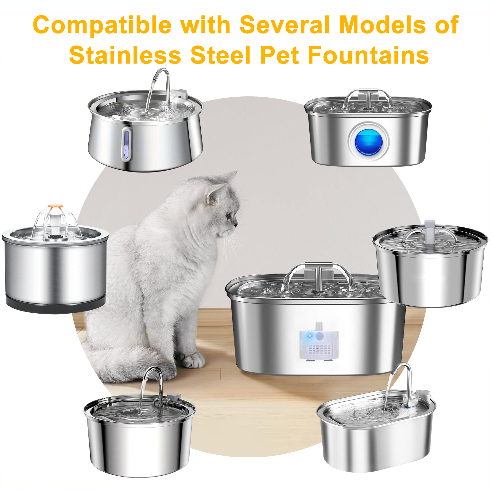 Cat Water Dispenser Pump USB Rechargeable LED Light Pet Drinking Fountain Motor