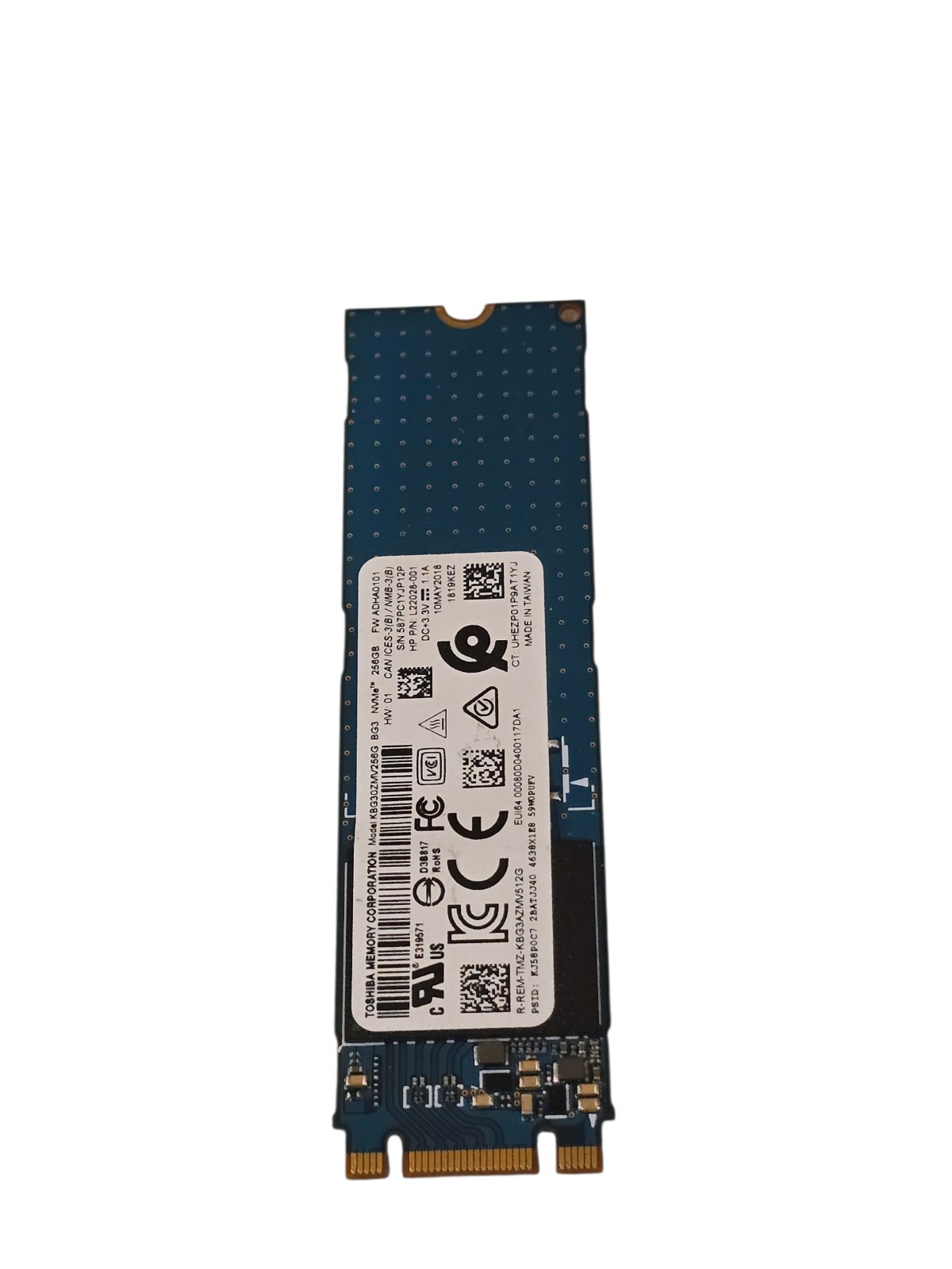 Toshiba BG3 256GB NVMe M.2 SSD PCIe KBG30ZMV256G HP L22028-001 587PC1YJP12P