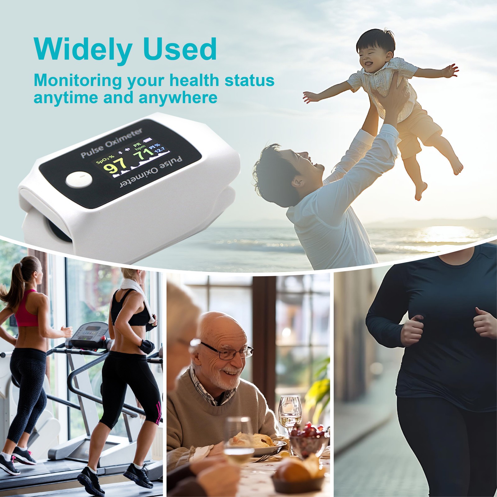 2 Set of Multifunctional Monitor Respiration,Bluetooth SpO2 PR Blood Pressure