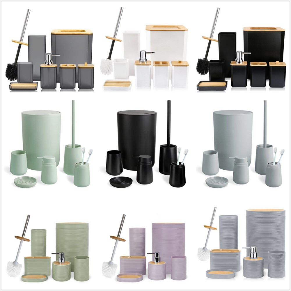 Set of 6 Piece Bathroom Accessories Bath Ensemble for Decorative Countertop