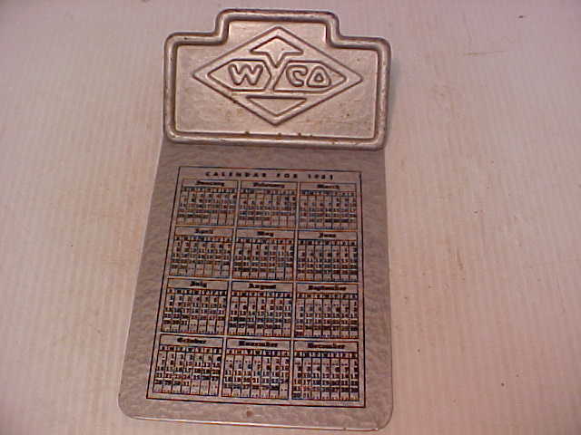 VINTAGE RARE 1951 CALENDAR WYCO CLIPBOARD ALUMINUM 9" BY 5 1/2"(ST6407)
