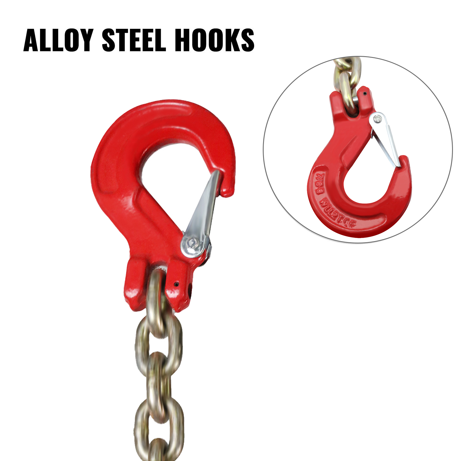 One 5/16"x6' G80 Chain Lifting Sling w/2 Legs 3T/6600lbs Capacity w/ Grab HooK