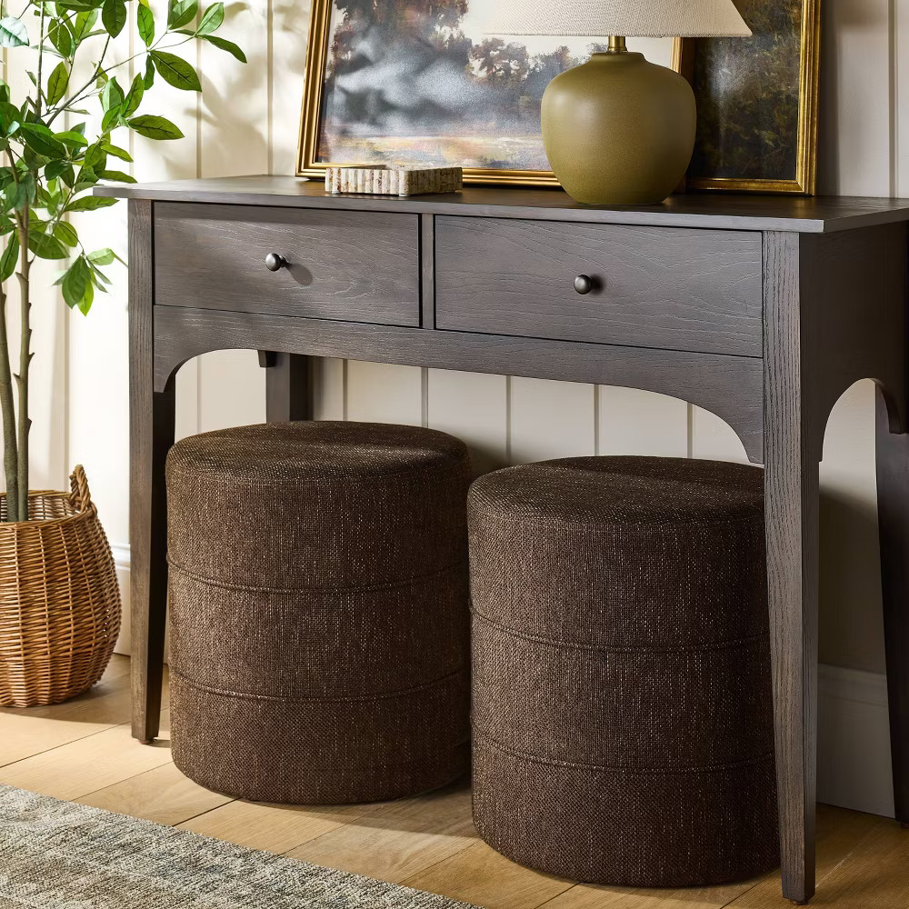 Catalina Round Ottoman Brown - Threshold designed with Studio McGee